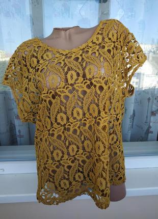Красивая ажурная блуза сетка р.50-52 полупрозрачная