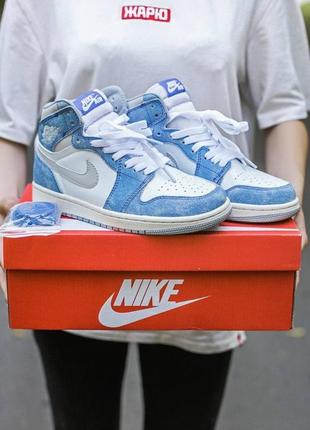 Женские кроссовки air jordan retro 1 high og “hyper royal ” демисезонные1 фото