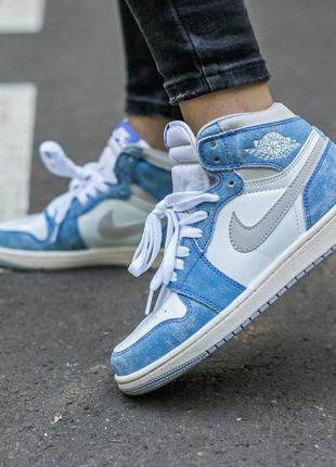 Женские кроссовки air jordan retro 1 high og “hyper royal ” демисезонные4 фото