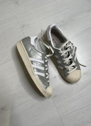 Кроссовки adidas superstar silver/white, серебро