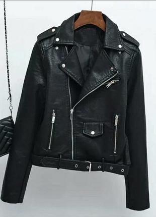 Косуха короткая с ремнем кожанка кожанная куртка авиатор курточка плащ