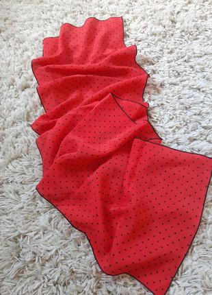 Шикарный шелковый шарф в горох/красный шарф в горох2 фото