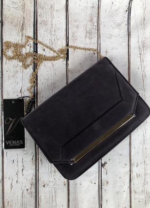 Сумочка клатч з штучної замші нова темна сіра