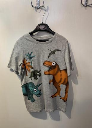 Дитяча сіра футболка з динозаврами
