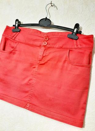 Oodji брендовая юбка красная женская бедровка мини1 фото