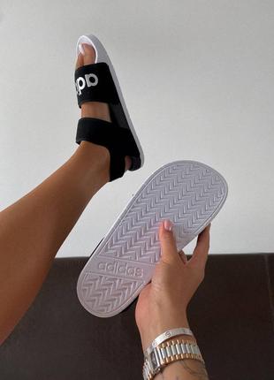 Adidas adelitte sandals slippers black женские замшевые чёрные сандали адидас чорні жіночі трендові сандалі5 фото