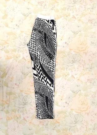 Брюки штаны летние женские чёрные-белые шелковистые на подкладке sugar lips8 фото