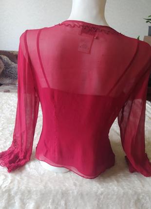 Красная блуза с бисером,блуза из шелка,шелковая блузка,красная блуза шелк,шелк,блуза из шелка с паетками,3 фото