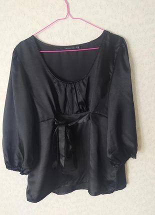 Черная блуза из шелка,шелк,шелковая блузка, блуза с бантом, черная блуза шелк,блуза на завязках,4 фото