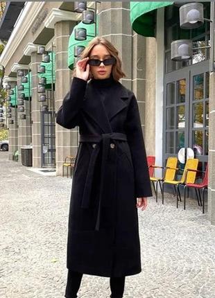 Демисезонное брендовое черное женское пальто д 338 оттава черный