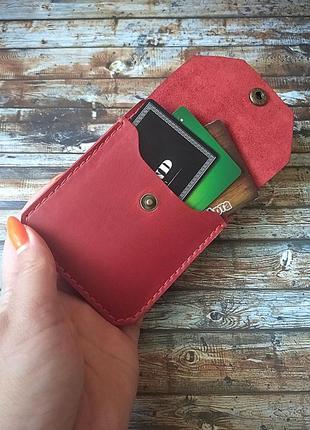 Сучасний жіночий гаманець з червоної шкіри crazy horse5 фото