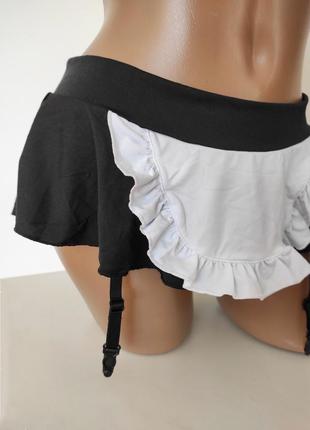 Костюм горничной комплект набор черный бюстгальтер юбка купальник секси эротик игрушки ролевые игры4 фото