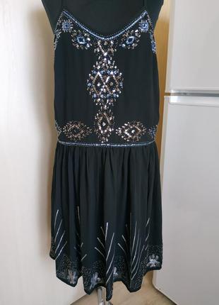 Красивое шифоновое платье/сарафан в пайетках р.46-48(12)3 фото