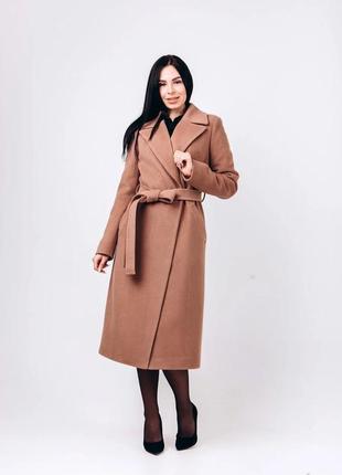 Демисезонное качественное длинное женское пальто д 327 беж оттава, р 40-56