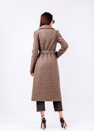 Демисезонное качественное длинное шерстяное пальто д 327 беж, р 40-564 фото