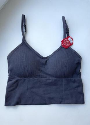 Топ на бретелях, топ в рубчик, майка