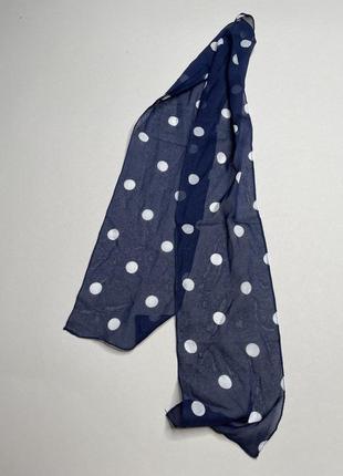 Платок шарф твилли лента синяя в горох
