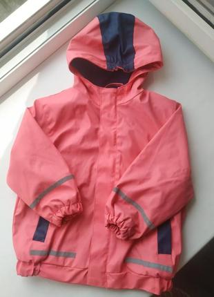 Куртка дождевик на утеплителе персиково-розовая для девочки 2-3 года