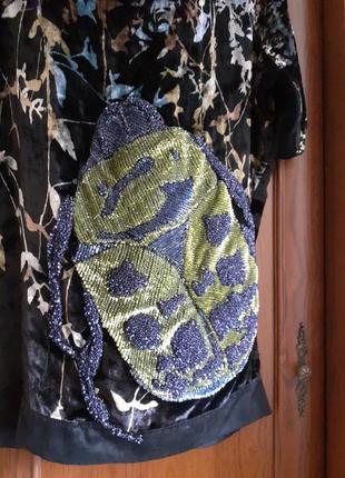 Нарядная велюровая шелковая блуза бархатная вышивка майский жук6 фото