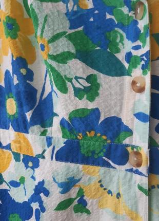 Платье-миди трапециевидной формы из хлопка с цветочным принтом5 фото