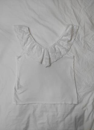 Белая натуральная хлопковая майка из прошвы белый натуральный хлопковый топ с вышивкой хлопок прошва с открытыми плечами6 фото
