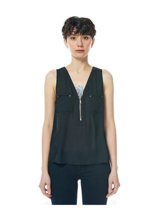 Топ блуза блузка сорочка чорна з кишенями ділова сорочка guess р. 46-48