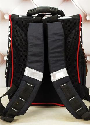 Рюкзак школьный каркасный для девочки с фонариками bagland, черный с котом 12 л.2 фото