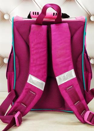 Рюкзак школьный каркасный для девочки с фонариками bagland, малинового цвета с совами, 12 л.6 фото
