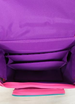Рюкзак школьный каркасный для девочки с фонариками bagland, малинового цвета с совами, 12 л.4 фото