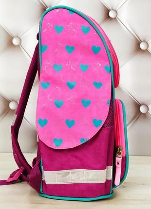 Рюкзак школьный каркасный для девочки с фонариками bagland, малинового цвета с совами, 12 л.5 фото