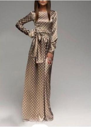 Атласное платье в горошек 40-42 размер3 фото