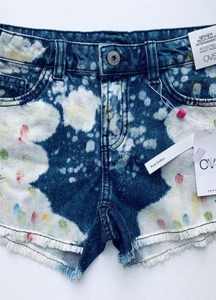 Джинсовые шорты с эффектом брызг краски