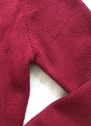 Вечірній нарядний в’язаний светр, кофта в рубчик, бордовый свитер4 фото