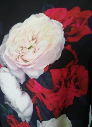 Дивовижна блуза dorothy perkins з довгими рукавами/принт білі і червоні троянди1 фото