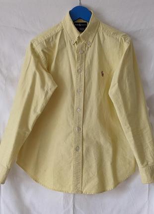 Рубашка школьная лимонного цвета на мальчика 10-11 лет