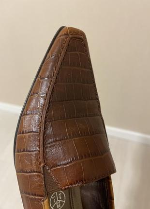 Лоферы туфли кожа крокодила рептилии лоферы бежевые коричневые8 фото