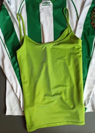 Майка топ салатова еластична зелена салатовая зеленая для спорта спортивная оверлайз  s m1 фото