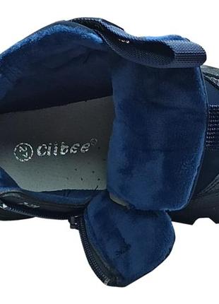Детские демисезонные ботинки для мальчика утепленные на флисе clibee 640а синие. размеры 27,286 фото