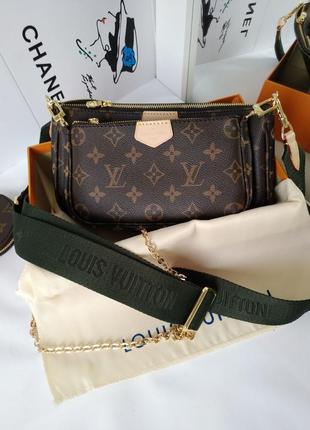 Сумка кросс боди  с зеленым ремнем в стиле louis vuitton 🍀🍀🍀1 фото