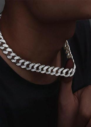 Мужская металлическая серебряная цепочка, цепь на шею из нержавеющей стали (316l), подвеска, ширина 10 мм2 фото