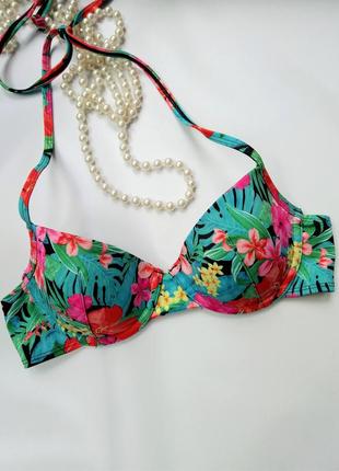 Яркий цветочный бикини топ верх купальника primark uk10