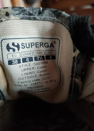 Кеды с цветочным принтом на толстой белой подошве superga 7
