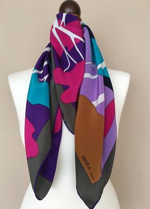 Дизайнерский уникальный шелковый платок шарф мадам gres paris оригинал 100% шелк7 фото