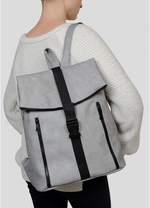 Жіночий рюкзак sambag rene lzt світло-сірий нубук5 фото