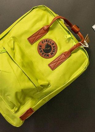 Рюкзак kanken big зеленый, кожаные ручки, очень легкий!!! канкен1 фото