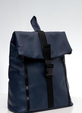 Синий брендовый женский вместительный рюкзак для ноутбука экокожа7 фото
