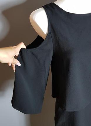 Плаття чорне коротке з відкритими плечима широкий рукав 3/4 mango2 фото