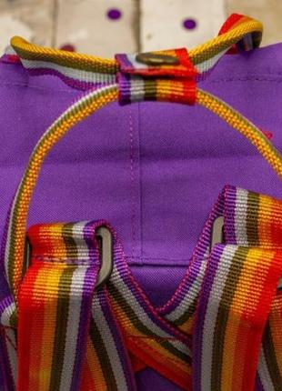 Рюкзак канкен міні, fjallraven kanken mini, мини, с радужными, разноцветными ручками5 фото