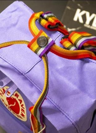 Рюкзак канкен міні, fjallraven kanken mini, мини, с радужными, разноцветными ручками4 фото