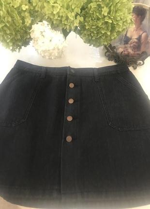 Стильная джинсовая юбка на пуговицах серого цвета shein7 фото